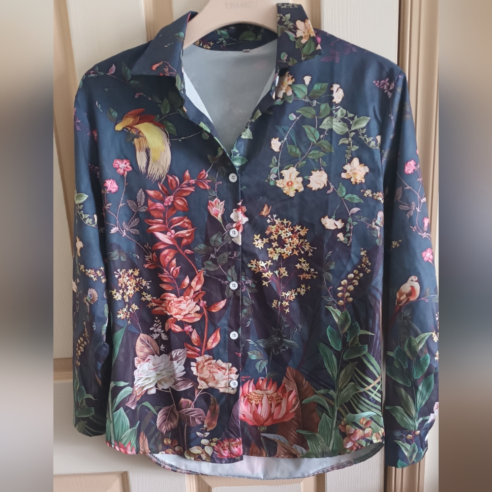 Floral Button Down Shirt - Blue